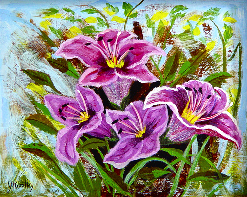 FOUR PURPLE LILIES