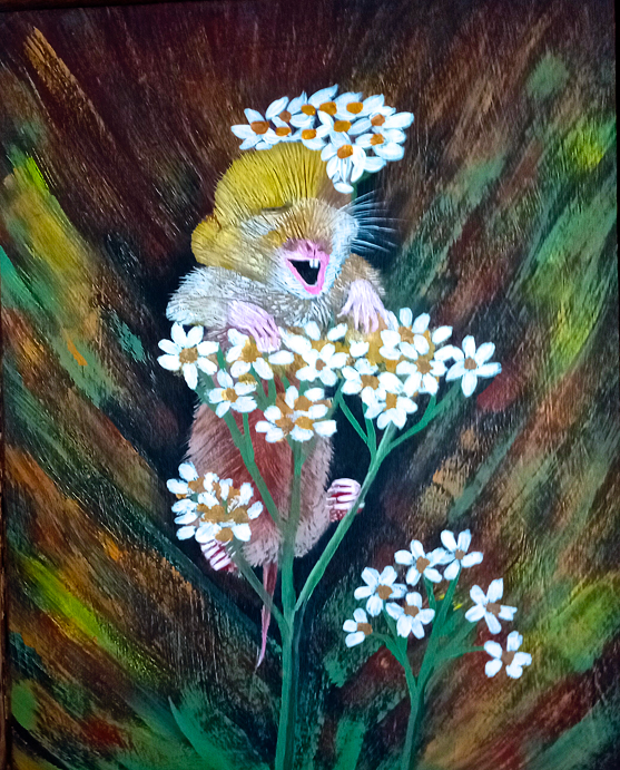 Little Hamster With Flowers